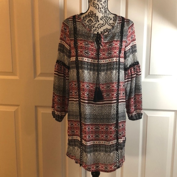 Jack by BB Dakota Dresses & Skirts - Jack by BB Dakota Dress Semi Sheer Long Sleeve Mini XS Tunic Fall Stripe